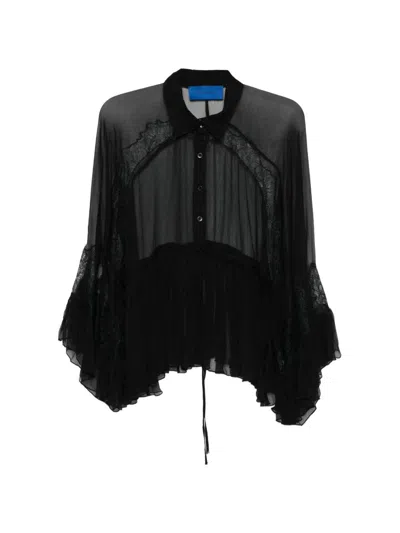 Mes Demoiselles Deccala Lace Ruffled Shirt In Black