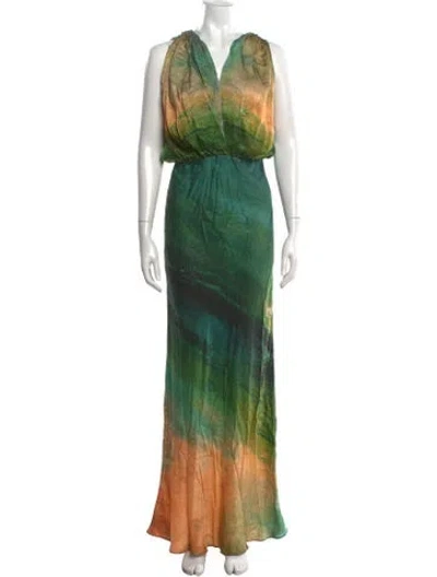 Pre-owned Mes Demoiselles Silk Long Dress In Green