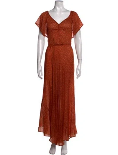 Pre-owned Mes Demoiselles Silk Long Dress In Orange