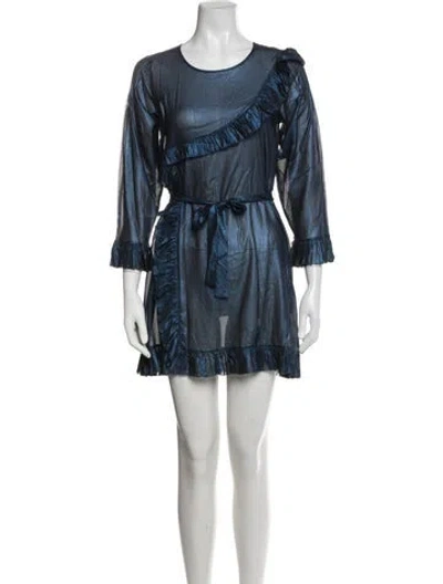 Pre-owned Mes Demoiselles Silk Mini Dress In Blue