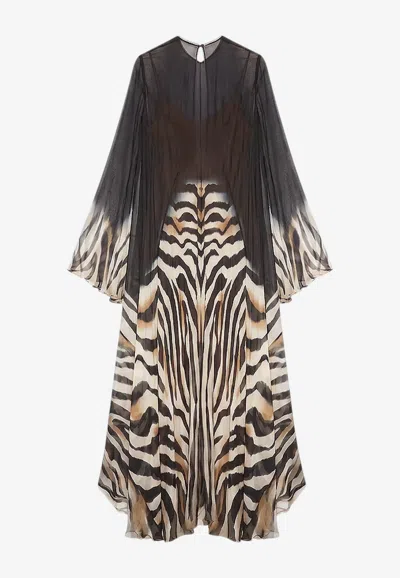 Mes Demoiselles Sisters Zebra Print Sequined Midi Dress In Multicolor