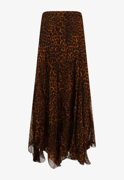 Mes Demoiselles Susu Leopard Print Midi Skirt In Brown