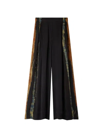 Mes Demoiselles Tie-dye Pleated Palazzo Pants In Black