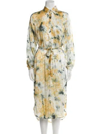 Pre-owned Mes Demoiselles Tie-dye Print Long Dress In White