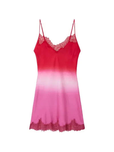 Mes Demoiselles Tina Tina Lace-trim Mini Dress In Pink