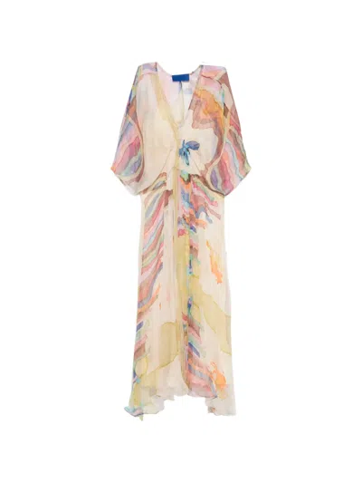 Mes Demoiselles V-neck Asymmetric Dress In Multi