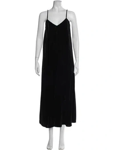 Pre-owned Mes Demoiselles V-neck Long Dress In Black