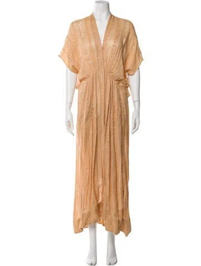 Pre-owned Mes Demoiselles V-neck Long Dress In Neutral