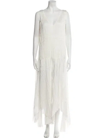Pre-owned Mes Demoiselles V-neck Long Dress In Neutral
