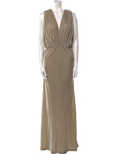 Pre-owned Mes Demoiselles V-neck Long Dress In Neutral