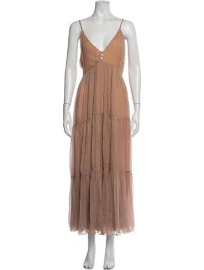 Pre-owned Mes Demoiselles V-neck Long Dress In Neutrals