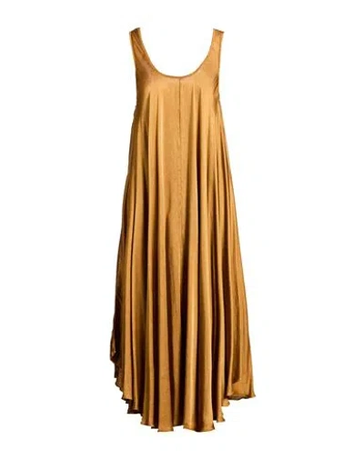 Mes Demoiselles Woman Maxi Dress Mustard Size 1 Viscose In Brown