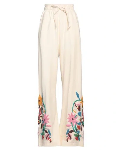 Mes Demoiselles Woman Pants Cream Size 4 Cotton In White