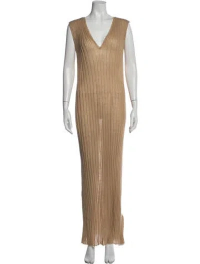 Pre-owned Mes Demoiselles Wool Long Dress W/ Tags In Neutrals
