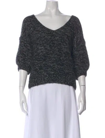 Pre-owned Mes Demoiselles Wool V-neck Sweater In Gray
