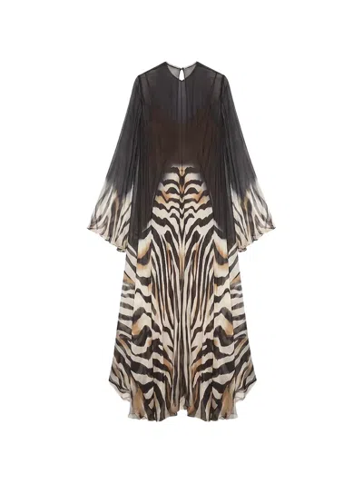 Mes Demoiselles Zebra-print Sequin-embellished Maxi Dress In Black