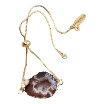 Mesa Blue Women's Geode Slice Bracelet In Brown/gold In Black