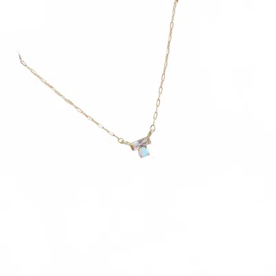 Mesa Blue Women's Mini Cubic Zirconia Opal Necklace In Gold