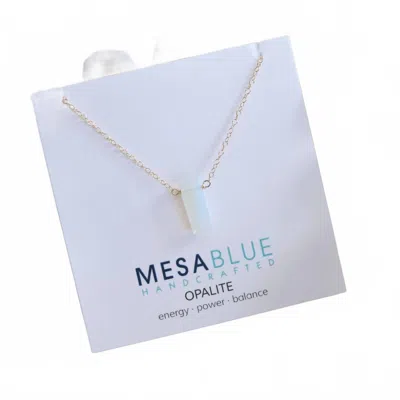 Mesa Blue Women's Rectangle Opalite Necklace In Gold/ White