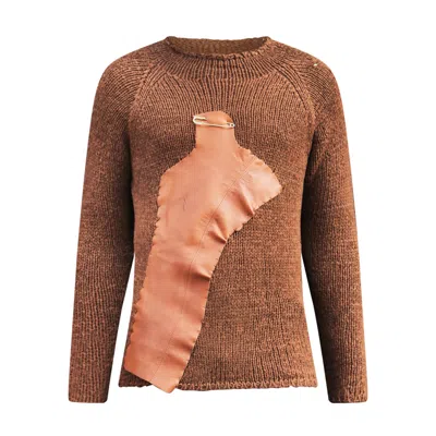 Mèsan Men's Brown / Neutrals One Of A Kind Reworked Knit Shirt Brown
