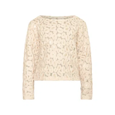 Mèsan Men's Neutrals / Gold Knit Shirt With Sequin Detail Cream