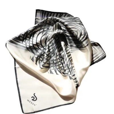 Mèsan Women's Black / Neutrals / Grey  Heartbeat Mulberry Silk Scarf Neutral In Multi