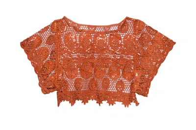 Mèsan Women's Cropped Lace Top With Sequin Brown