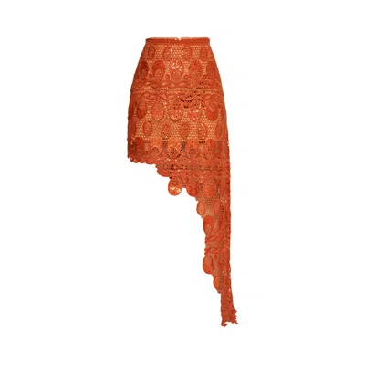 Mèsan Women's Lace Asymmetrical Skirt With Sequin Brown