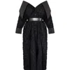 Mèsan Women's Long Seashell Coat With Fringe Black In Black