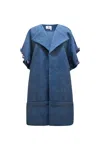 Mèsan Women's Woven Coat With Beaded Sleeves Blue In Blue