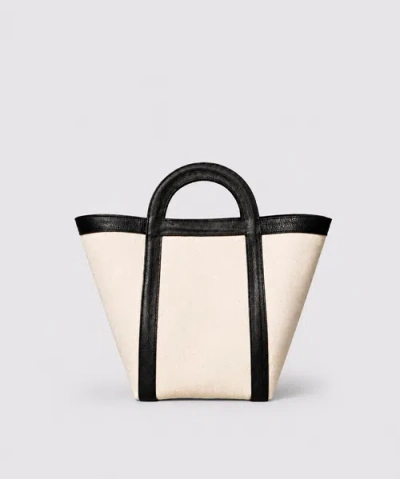 Mesch Atuel Small Canvas Tote In Natural Canvas Black