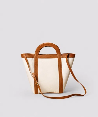 Mesch Atuel Small Canvas Tote In Natural Canvas Caramel