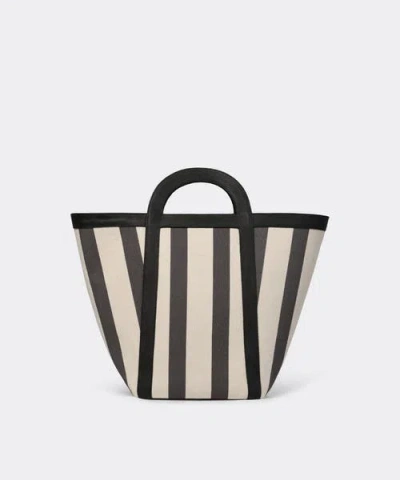 Mesch Atuel Stripe Large Tote In Natural Canvas Black