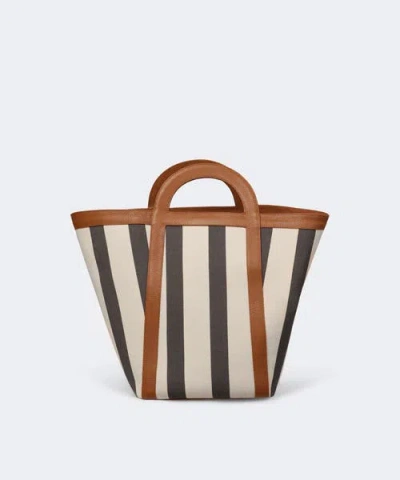 Mesch Atuel Stripe Large Tote In Natural Canvas Caramel