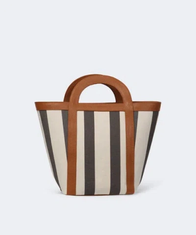 Mesch Atuel Stripe Small Tote In Natural Canvas Caramel