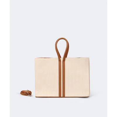 Mesch Sally Large Canvas Tote In Natural Canvas Caramel