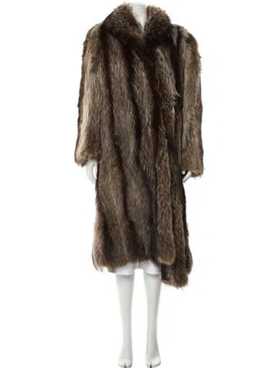 Pre-owned Meshekow Poros Mink Faux Fur Coat In Brown