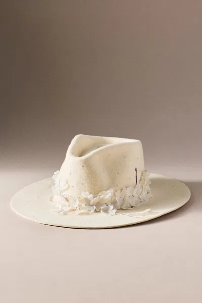Meshika Hats Blooming Flower Fedora In White