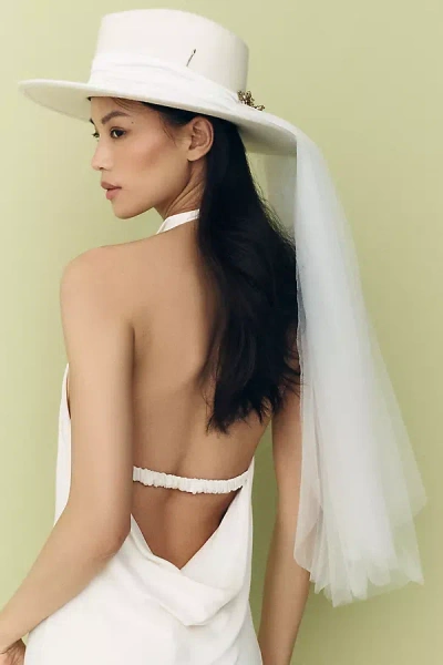 Meshika Hats Til Death Do Us Part Veiled Fedora In Ivory