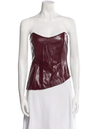 Pre-owned Meshika Silk Strapless Top In Burgundy
