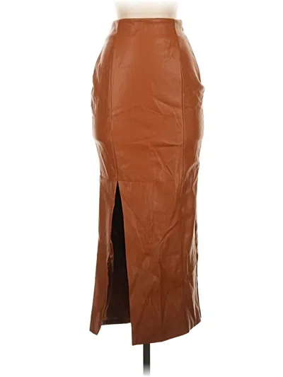 Pre-owned Meshki Faux Leather Skirt In Brown