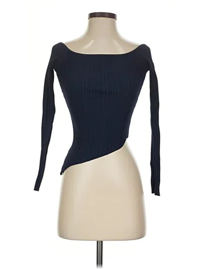 Pre-owned Meshki Long Sleeve Top Blue One Shoulder Neckline Tops