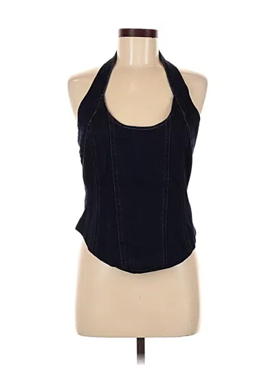 Pre-owned Meshki Tank Top Blue Halter Neckline Tops