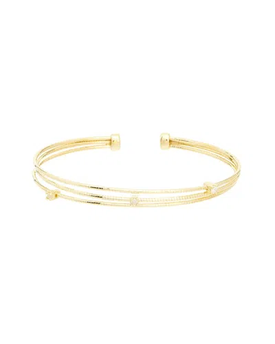 MESHMERISE MESHMERISE 0.06 CT. TW. DIAMOND 18K GOLD OVER SILVER BANGLE BRACELET