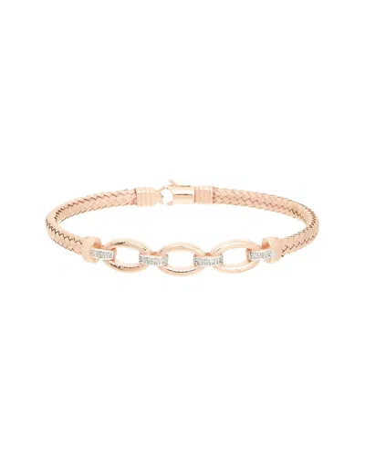 Meshmerise 0.06 Ct. Tw. Diamond 18k Rose Gold Over Silver Bangle Bracelet