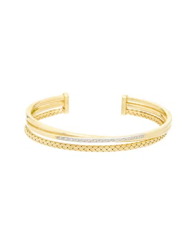 MESHMERISE MESHMERISE 0.07 CT. TW. DIAMOND 18K GOLD OVER SILVER BANGLE BRACELET