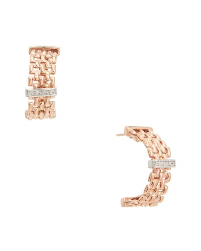 Meshmerise 0.12 Ct. Tw. Diamond 18k Rose Gold Over Silver Earring In Metallic