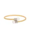 Meshmerise 18k Over Silver 0.15 Ct. Tw. Diamond Pearl Mesh Bangle Bracelet
