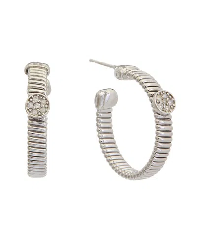 Meshmerise 18k Gold Over Silver 0.12 Ct. Tw. Diamond Earrings In Metallic