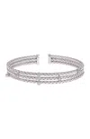 Meshmerise 18k Gold Vermeil Sterling Silver Cz Cuff Bracelet In White